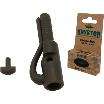 KRYSTON - Safety Lead Clip with Pin / Bezpieczny klips z zapinką blokującą 10szt / Kolor: Brown - brązowy