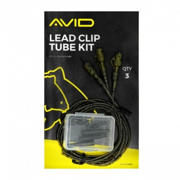 Avid Carp Lead Clip Tube Kit / Gotowy gumowy leader z krętliem i bezpiecznym klipsem 3szt