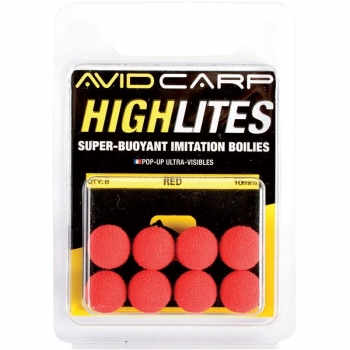 Avid Carp High Lites Red / Sztuczne kulki do zig riga 8szt 14mm-10764
