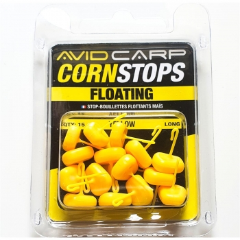 Avid Carp Corn Stops Floating Long Yellow / Stopery w formie kukurydzy pływającej Żółte 15szt / Długie